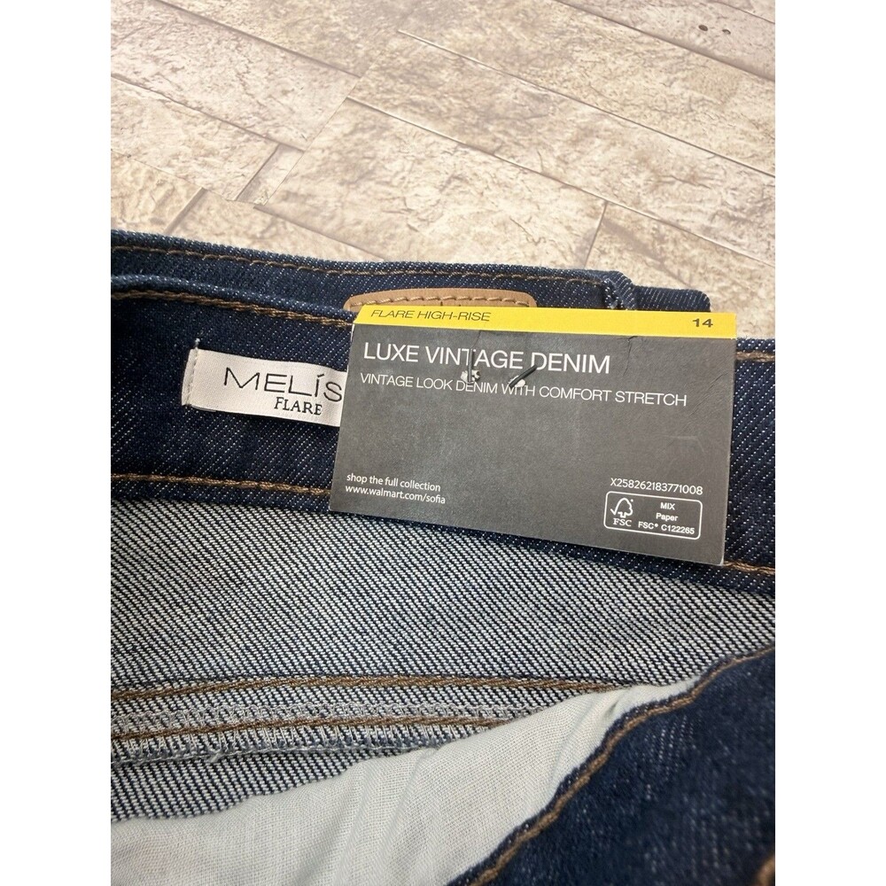 Sofia Jeans by Sofia Vergara High Rise Flare Dark Wash Blue Denim Jeans Size 14 - Picture 10 of 12